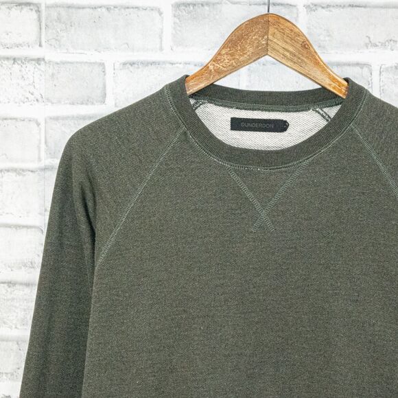 DUNDERDON Men's french terry Crew neck Sweatshirt Heather Green size Large - Picture 3 of 4